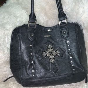 MissMe Black Jeweled Cross Purse